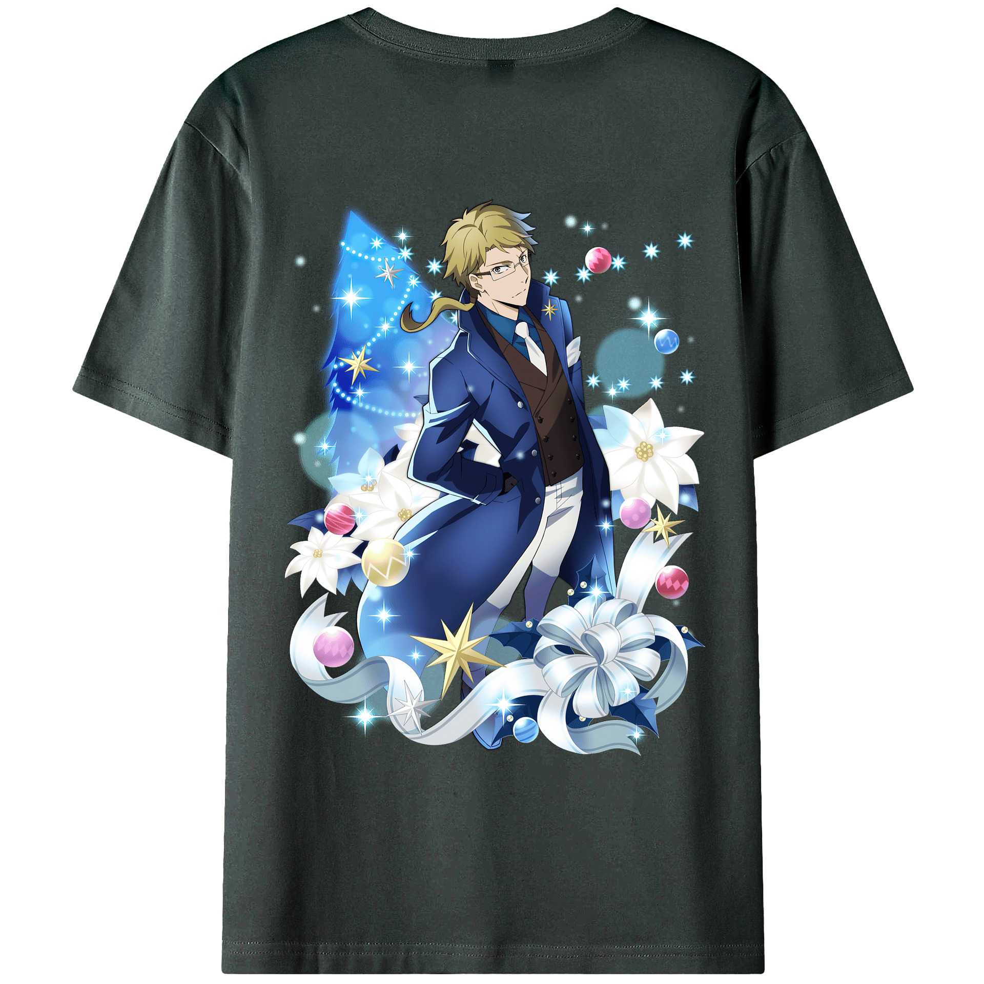 （画像用） 文豪ストレイドッグス Bungo Stray Dogs 綿100％ メンズ半袖Tシャツ（バックプリント） 通気性